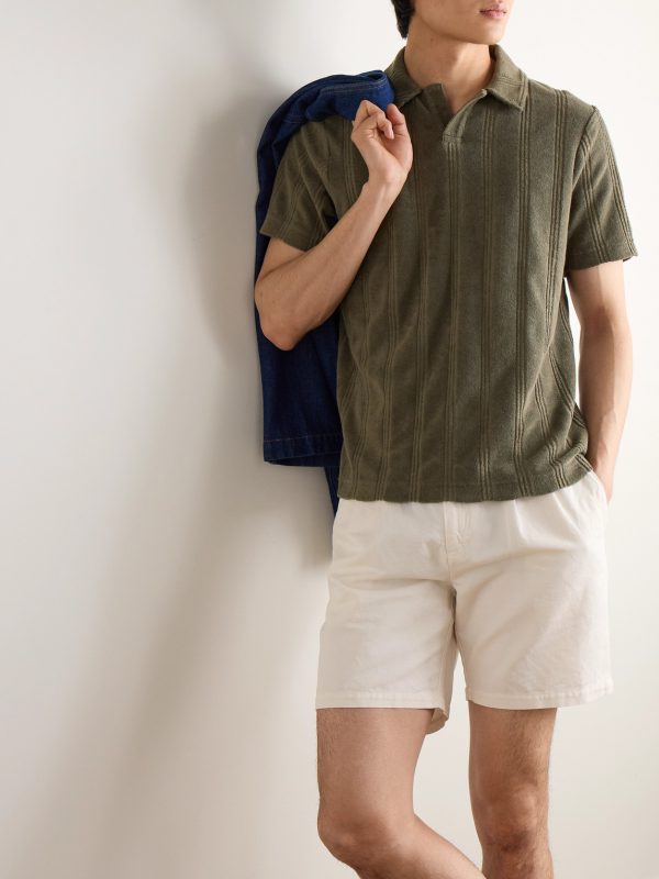 Straight-Leg Pleated Cotton and Linen-Blend Twill Shorts - FR