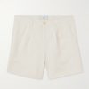 Straight-Leg Pleated Cotton and Linen-Blend Twill Shorts