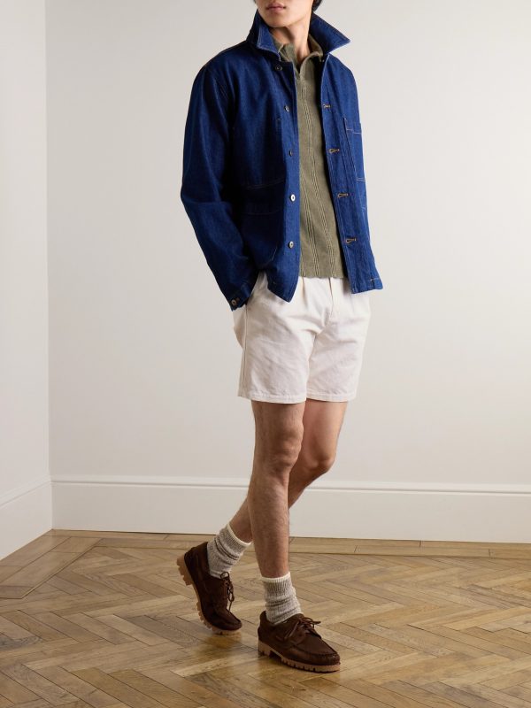Straight-Leg Pleated Cotton and Linen-Blend Twill Shorts - OU