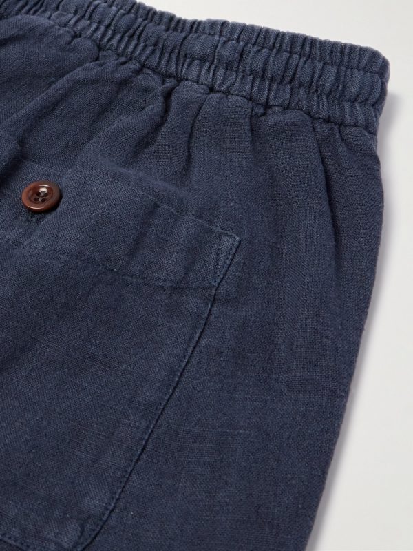 Straight-Leg Linen Drawstring Bermuda Shorts - CU
