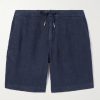 Straight-Leg Linen Drawstring Bermuda Shorts