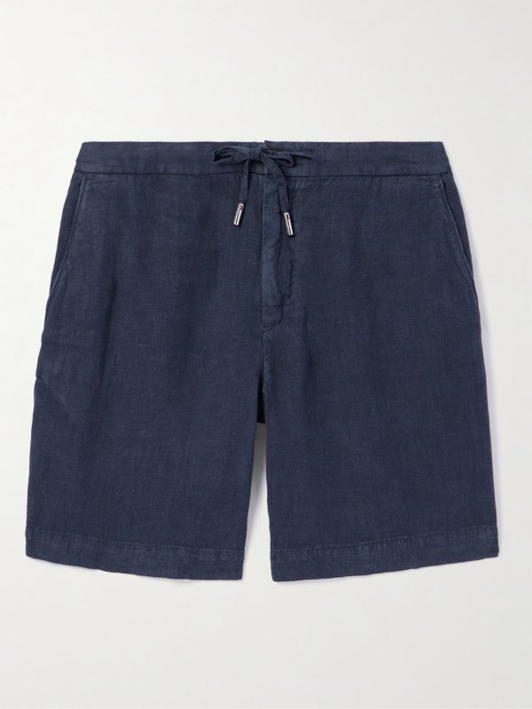 Straight-Leg Linen Drawstring Bermuda Shorts