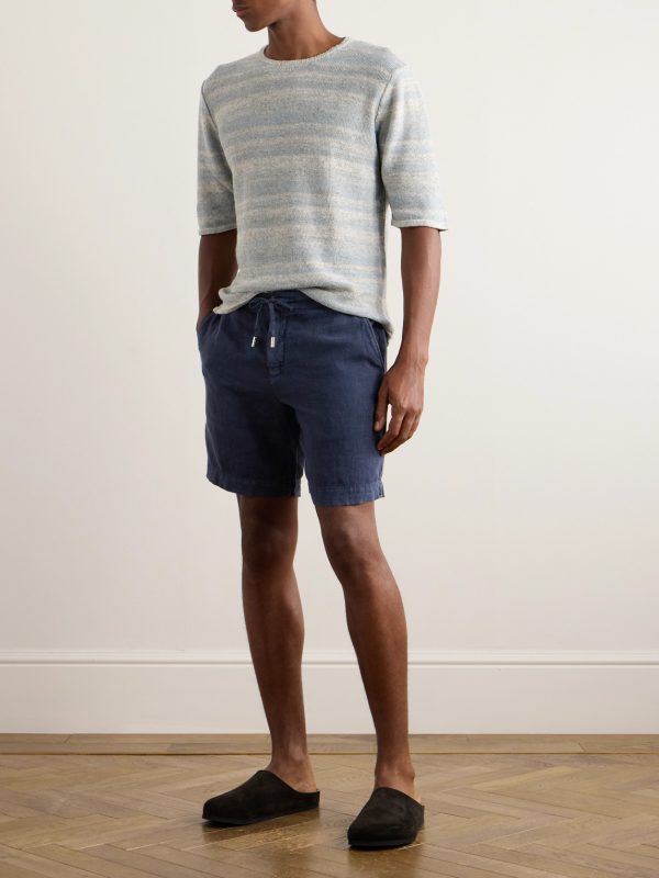 Straight-Leg Linen Drawstring Bermuda Shorts - OU