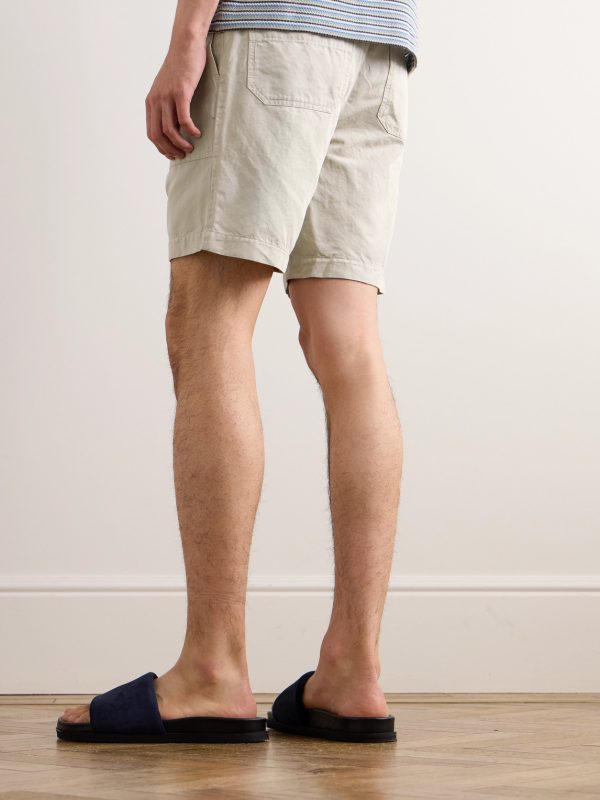 Straight-Leg Cotton and Linen-Blend Cargo Shorts - BK Straight-Leg Cotton and Linen-Blend Cargo Shorts - BK