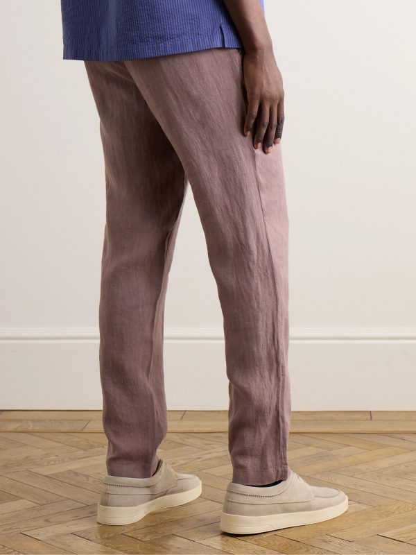 Steve Tapered Pleated Organic Cotton and Linen-Blend Trousers - BK Steve Tapered Pleated Organic Cotton and Linen-Blend Trousers - BK