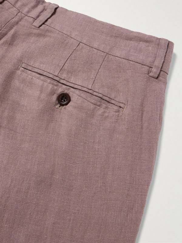 Steve Tapered Pleated Organic Cotton and Linen-Blend Trousers - CU Steve Tapered Pleated Organic Cotton and Linen-Blend Trousers - CU
