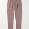 Steve Tapered Pleated Organic Cotton and Linen-Blend Trousers Steve Tapered Pleated Organic Cotton and Linen-Blend Trousers