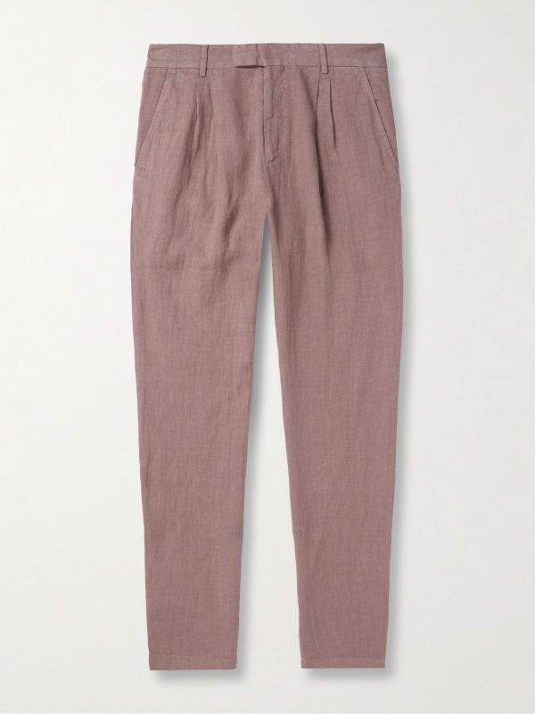 Steve Tapered Pleated Organic Cotton and Linen-Blend Trousers Steve Tapered Pleated Organic Cotton and Linen-Blend Trousers