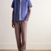 Steve Tapered Pleated Organic Cotton and Linen-Blend Trousers - OU Steve Tapered Pleated Organic Cotton and Linen-Blend Trousers - OU