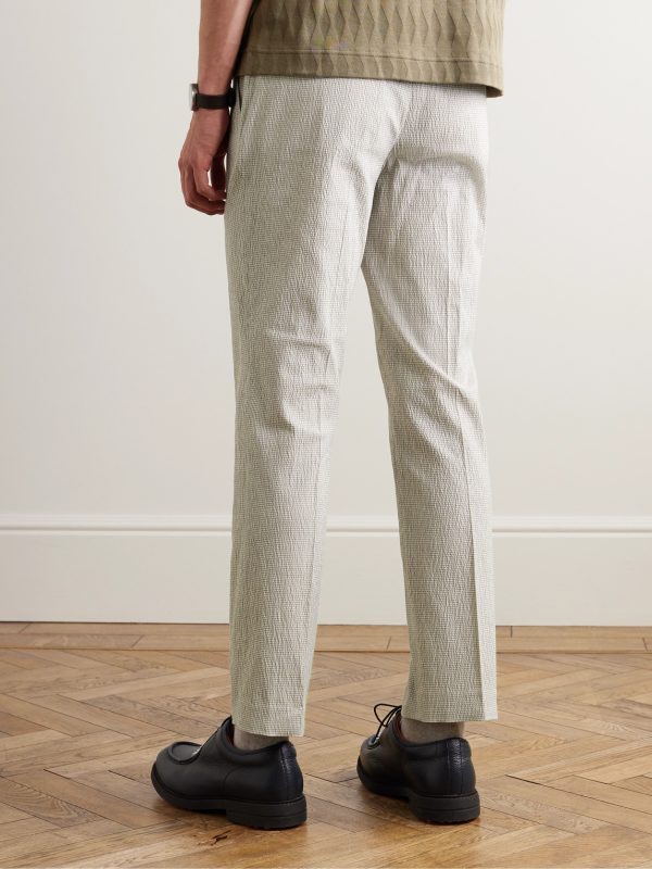 Golf Samuel Tapered Checked Cotton-Blend Seersucker Trousers - BK Golf Samuel Tapered Checked Cotton-Blend Seersucker Trousers - BK