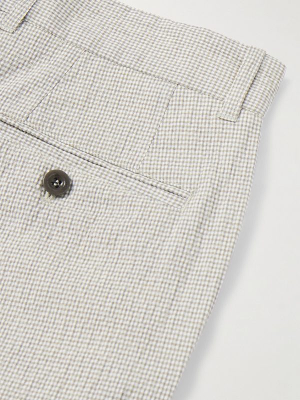 Golf Samuel Tapered Checked Cotton-Blend Seersucker Trousers - CU Golf Samuel Tapered Checked Cotton-Blend Seersucker Trousers - CU
