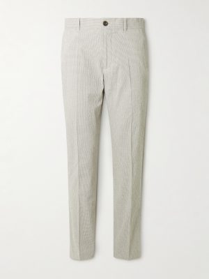Golf Samuel Tapered Checked Cotton-Blend Seersucker Trousers