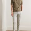 Golf Samuel Tapered Checked Cotton-Blend Seersucker Trousers - OU Golf Samuel Tapered Checked Cotton-Blend Seersucker Trousers - OU