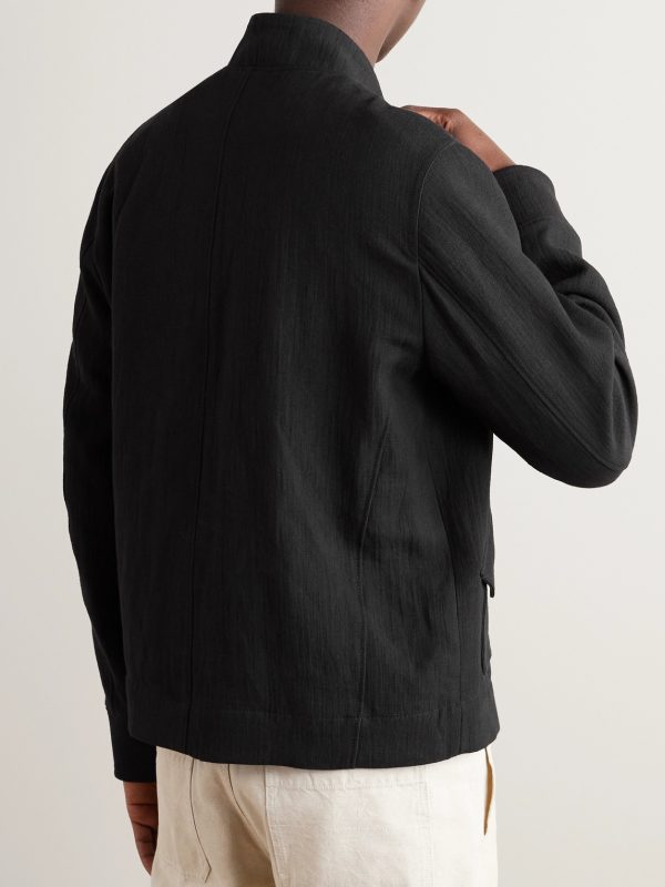 Cotton and Linen-Blend Bomber Jacket - BK Cotton and Linen-Blend Bomber Jacket - BK