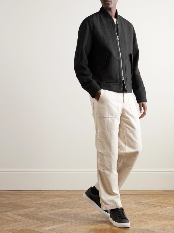 Cotton and Linen-Blend Bomber Jacket - OU Cotton and Linen-Blend Bomber Jacket - OU