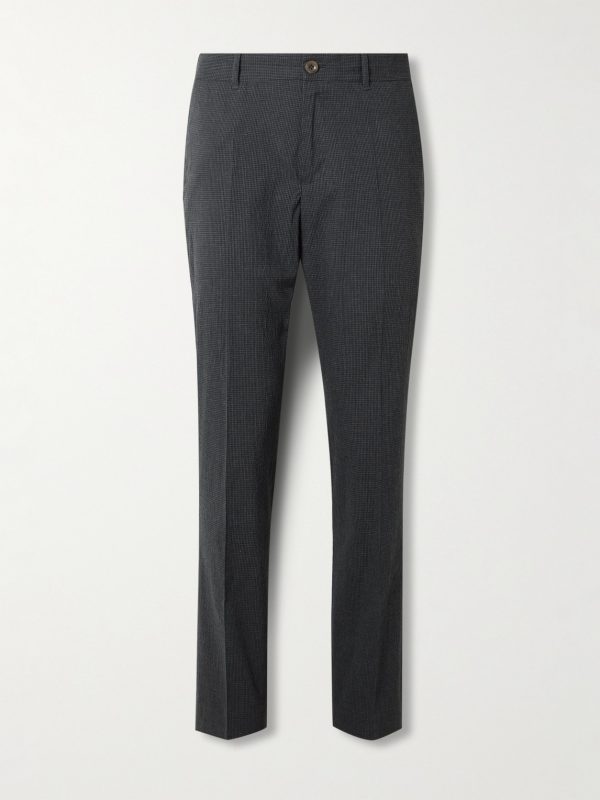 Golf Samuel Tapered Checked Cotton-Blend Seersucker Trousers