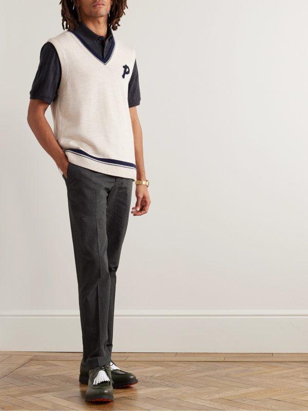 Golf Samuel Tapered Checked Cotton-Blend Seersucker Trousers - OU