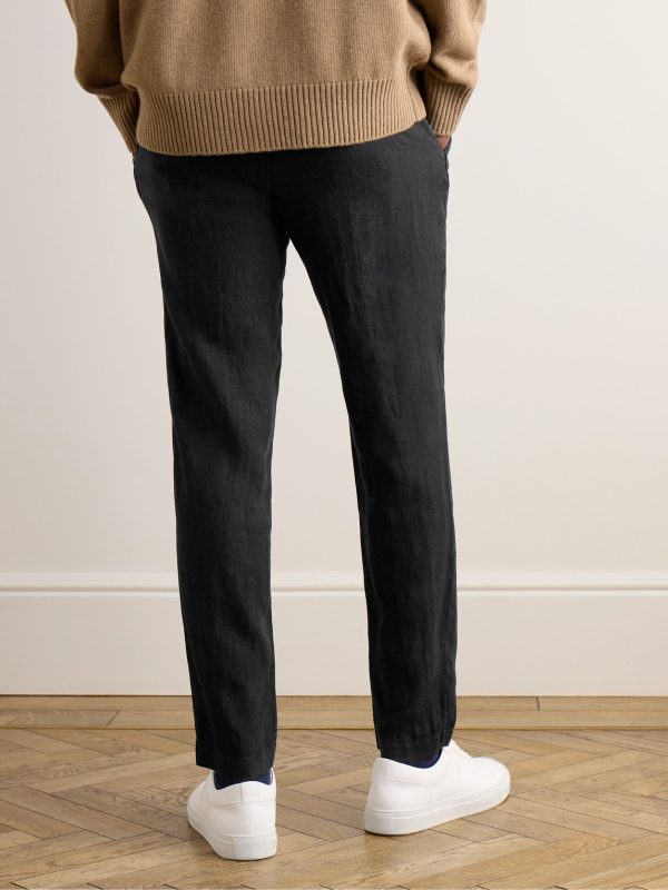 Steve Tapered Pleated Organic Cotton and Linen-Blend Trousers - BK Steve Tapered Pleated Organic Cotton and Linen-Blend Trousers - BK