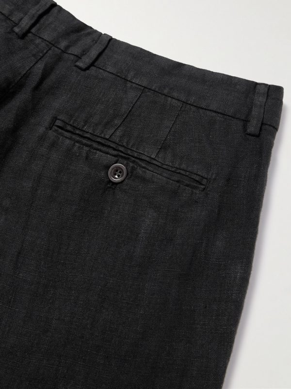 Steve Tapered Pleated Organic Cotton and Linen-Blend Trousers - CU Steve Tapered Pleated Organic Cotton and Linen-Blend Trousers - CU