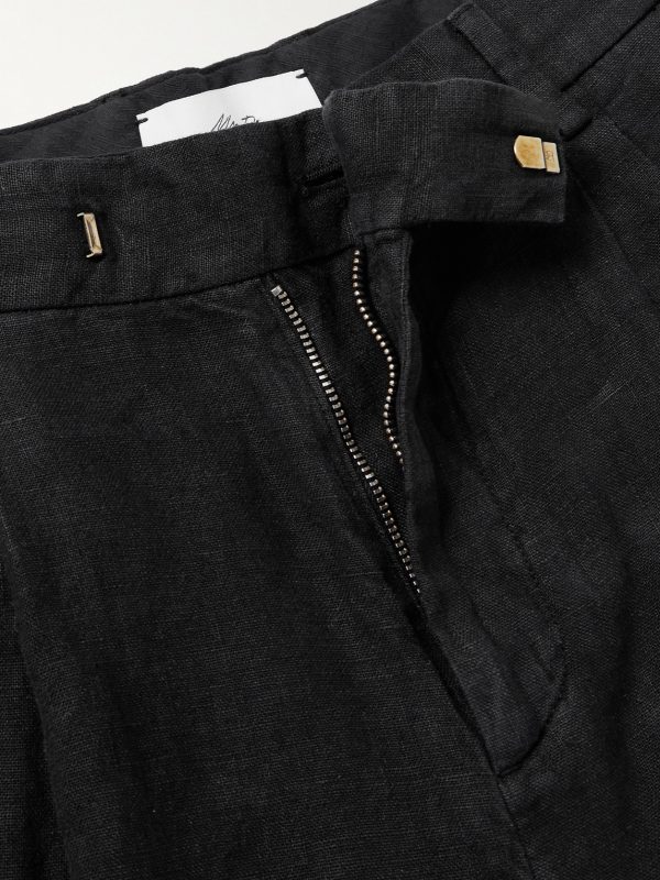 Steve Tapered Pleated Organic Cotton and Linen-Blend Trousers - E1 Steve Tapered Pleated Organic Cotton and Linen-Blend Trousers - E1
