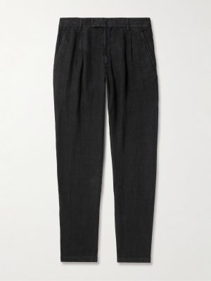 Steve Tapered Pleated Organic Cotton and Linen-Blend Trousers Steve Tapered Pleated Organic Cotton and Linen-Blend Trousers