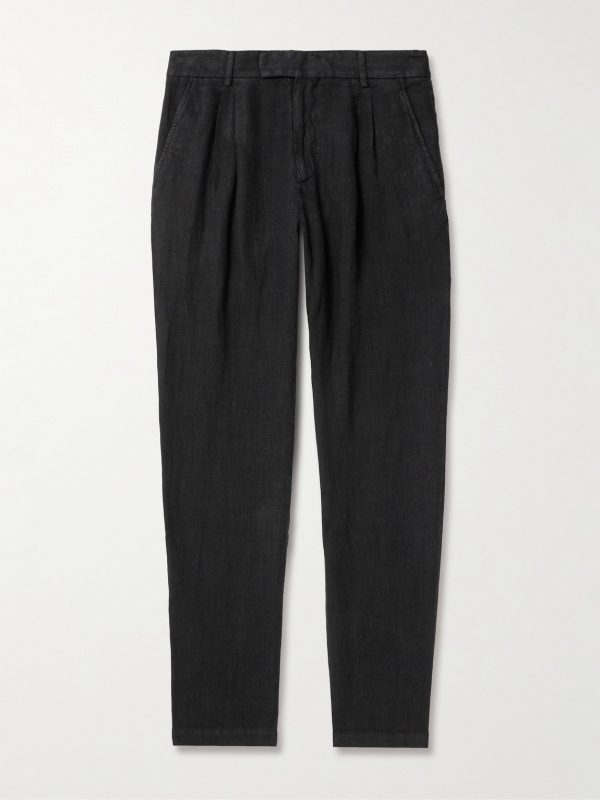 Steve Tapered Pleated Organic Cotton and Linen-Blend Trousers Steve Tapered Pleated Organic Cotton and Linen-Blend Trousers