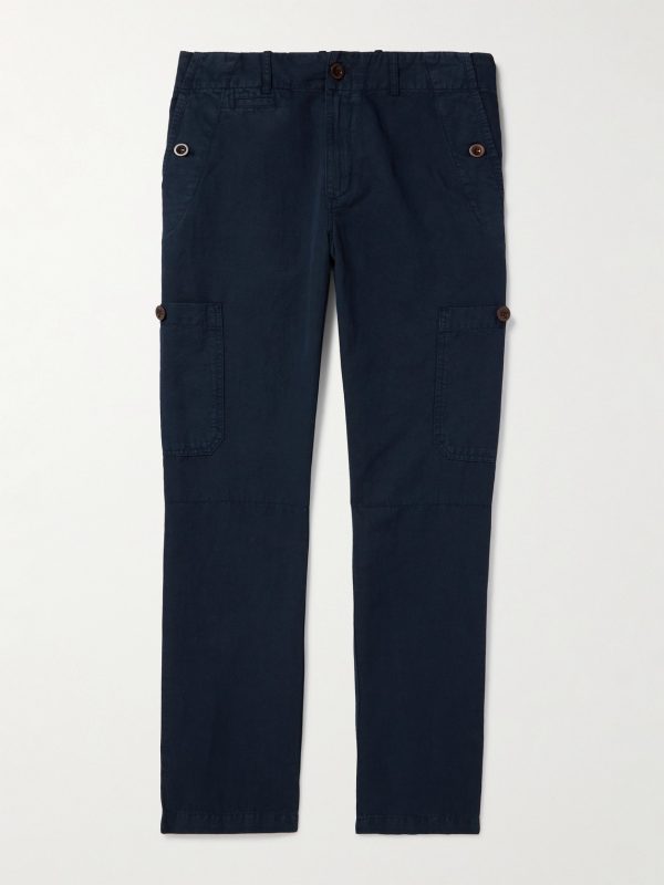Samuel Straight-Leg Garment-Dyed Cotton and Linen-Blend Twill Cargo Trousers Samuel Straight-Leg Garment-Dyed Cotton and Linen-Blend Twill Cargo Trousers