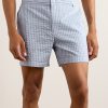 Straight-Leg Mid-Length Striped Seersucker Swim Shorts - OU