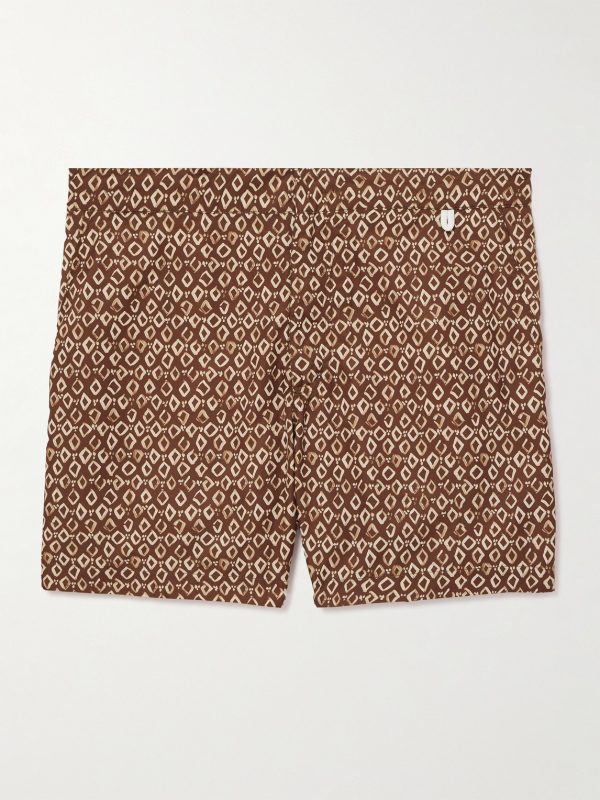 Straight-Leg Mid-Length Printed Swim Shorts