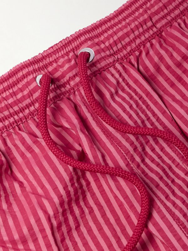 Straight-Leg Mid-Length Striped Seersucker Swim Shorts - CU Straight-Leg Mid-Length Striped Seersucker Swim Shorts - CU