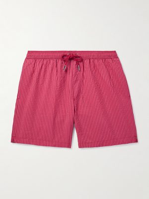 Straight-Leg Mid-Length Striped Seersucker Swim Shorts Straight-Leg Mid-Length Striped Seersucker Swim Shorts