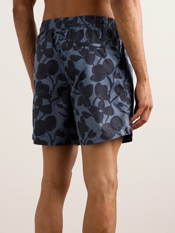 Straight-Leg Mid-Length Floral-Print Swim Shorts - BK Straight-Leg Mid-Length Floral-Print Swim Shorts - BK