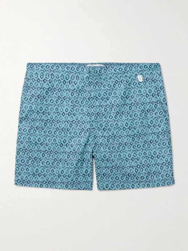 Straight-Leg Mid-Length Printed Swim Shorts Straight-Leg Mid-Length Printed Swim Shorts