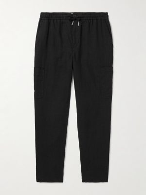 Tapered Linen Drawstring Cargo Trousers Tapered Linen Drawstring Cargo Trousers