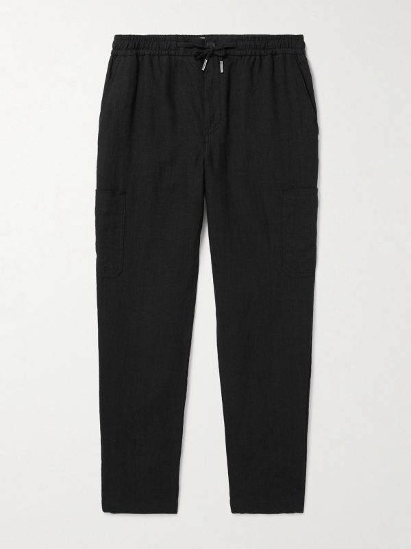 Tapered Linen Drawstring Cargo Trousers Tapered Linen Drawstring Cargo Trousers