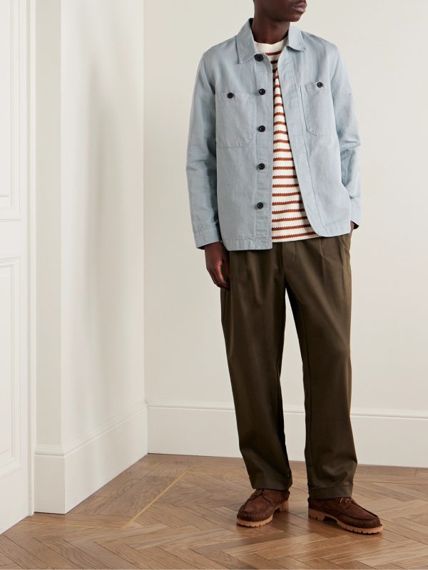 Garment-Dyed Cotton and Linen-Blend Twill Overshirt - OU Garment-Dyed Cotton and Linen-Blend Twill Overshirt - OU