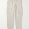 Tapered Linen Drawstring Cargo Trousers
