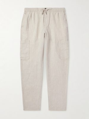 Tapered Linen Drawstring Cargo Trousers Tapered Linen Drawstring Cargo Trousers