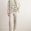 Tapered Linen Drawstring Cargo Trousers - OU