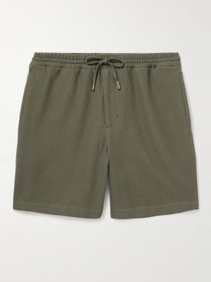 Straight-Leg Waffle-Knit Organic Cotton Drawstring Shorts