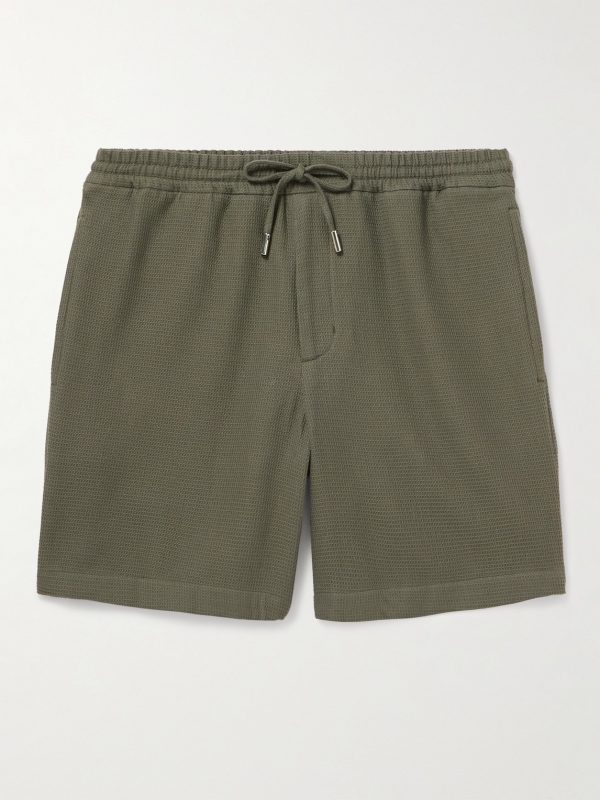Straight-Leg Waffle-Knit Organic Cotton Drawstring Shorts Straight-Leg Waffle-Knit Organic Cotton Drawstring Shorts