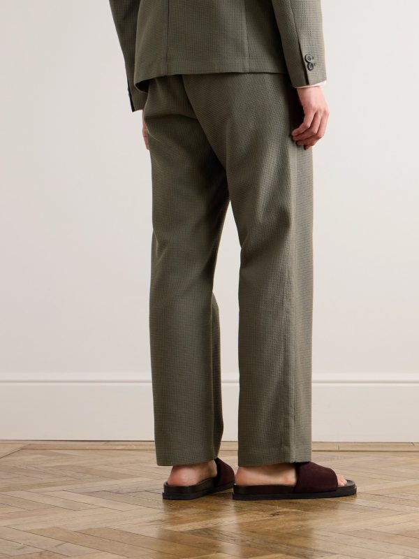 Edward Straight-Leg Waffle-Knit Organic Cotton Suit Trousers - BK Edward Straight-Leg Waffle-Knit Organic Cotton Suit Trousers - BK