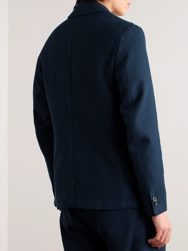 Unstructured Waffle-Knit Organic Cotton Suit Jacket - BK Unstructured Waffle-Knit Organic Cotton Suit Jacket - BK