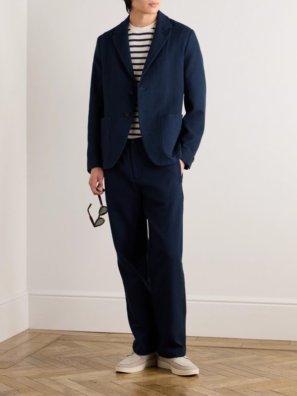 Unstructured Waffle-Knit Organic Cotton Suit Jacket - OU Unstructured Waffle-Knit Organic Cotton Suit Jacket - OU