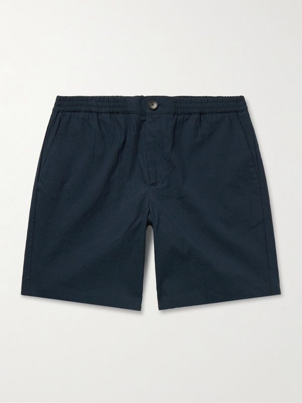 Straight-Leg Cotton-Blend Seersucker Shorts Straight-Leg Cotton-Blend Seersucker Shorts