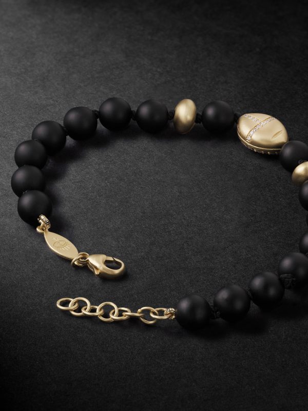 14-Karat Gold, Hematite and Diamond Beaded Bracelet - BK 14-Karat Gold, Hematite and Diamond Beaded Bracelet - BK