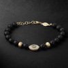 14-Karat Gold, Hematite and Diamond Beaded Bracelet 14-Karat Gold, Hematite and Diamond Beaded Bracelet
