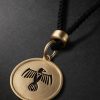 Thunderbird 14-Karat Gold, Enamel and Cord Pendant Necklace - CU