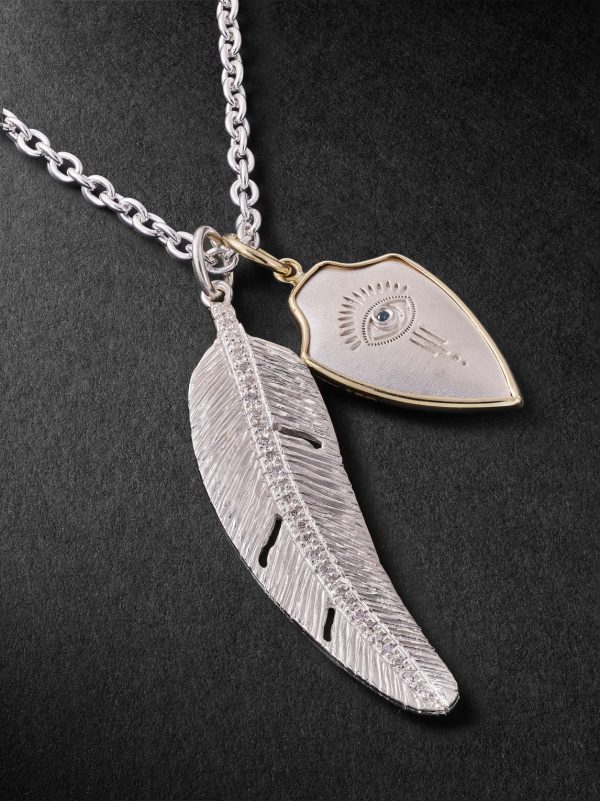 Sterling Silver, 14-Karat Gold and Diamond Pendant Necklace - CU Sterling Silver, 14-Karat Gold and Diamond Pendant Necklace - CU