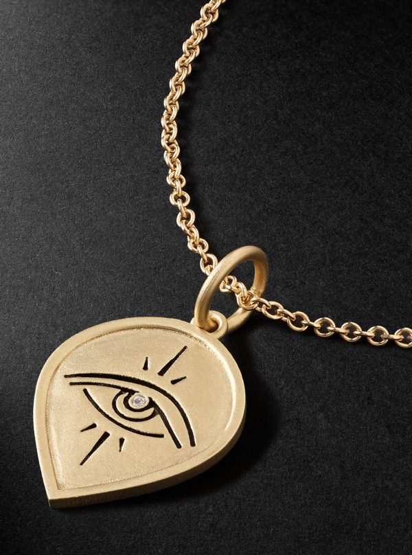 Eye Burst 14-Karat Gold Diamond Pendant Necklace - CU